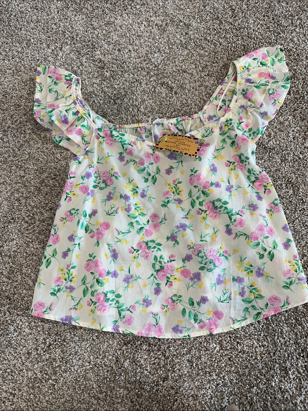 Blu Pepper Floral Ruffle Sleeve Top